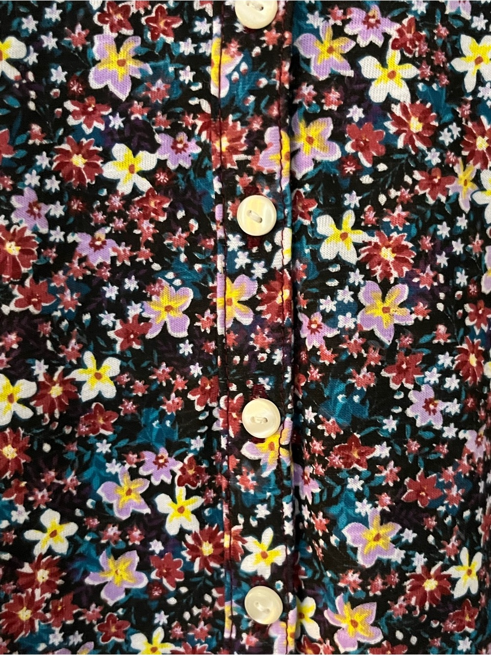 Style & Co. Navy Multi Floral Long Sleeve Henley - Picture 3 of 7